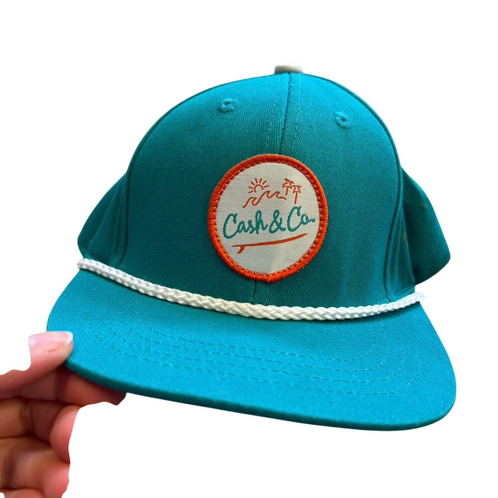 Cash & Co Turquoise Waves Flat Brim Snapback Rope Hat Toddler S/M